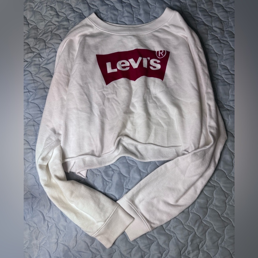 Levi's White Cropped Long Sleeved Shirt